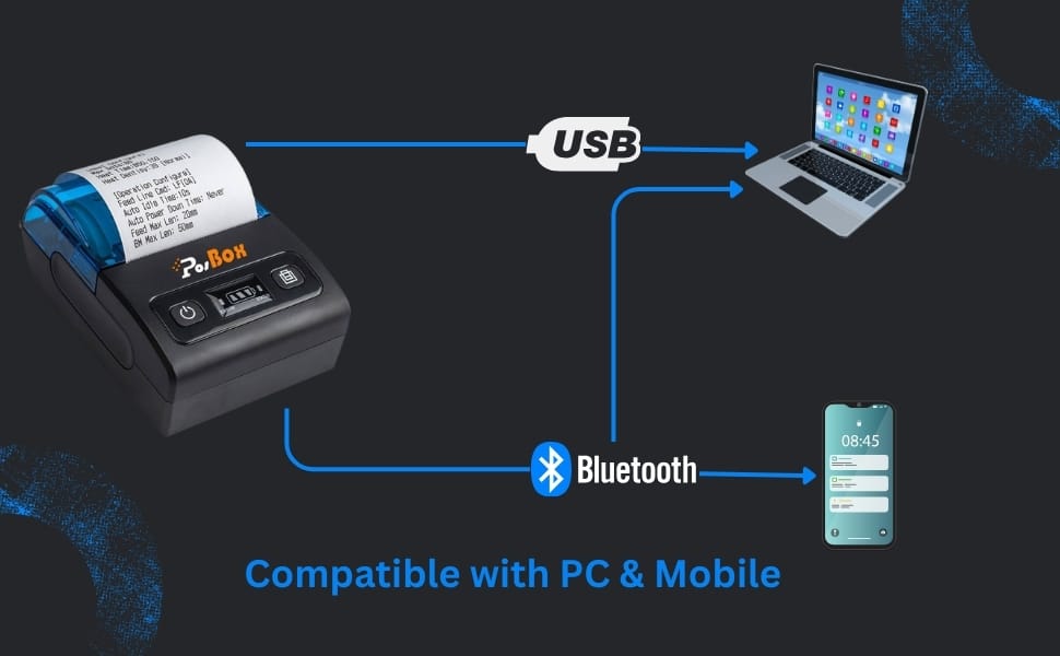 2" Wireless Bluetooth 50mm/s Portable Thermal Receipt Printer