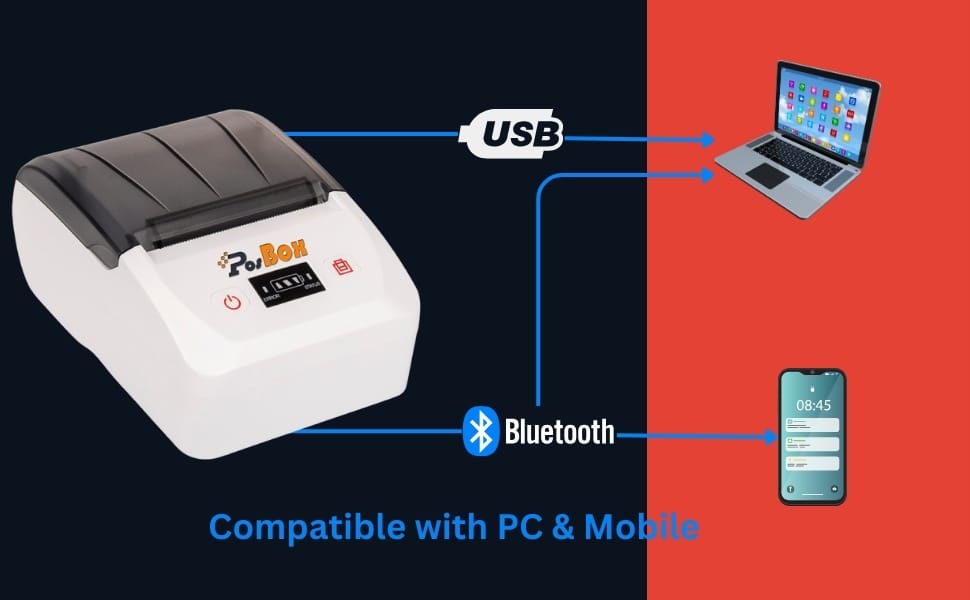 2" USB + Wireless Bluetooth 90mm/s Portable Thermal Receipt Printer