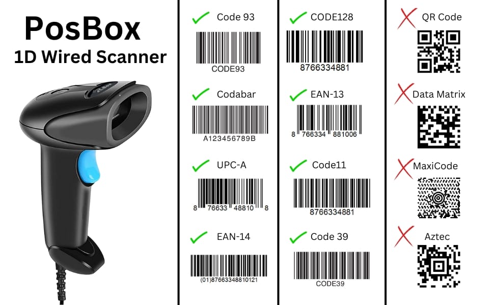 Wired 1D Barcode USB Scanner