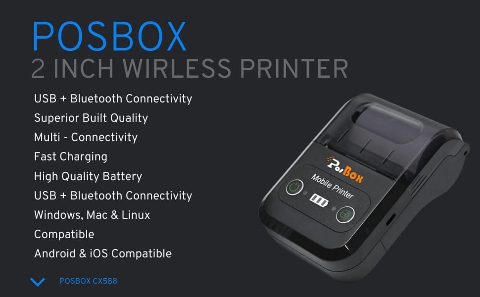 2" USB + Bluetooth 60mm/s Portable Receipt Printer