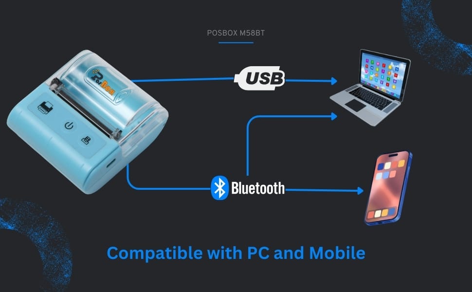 2" USB + Bluetooth 70mm/s Portable Receipt Printer with 2600mah Battery