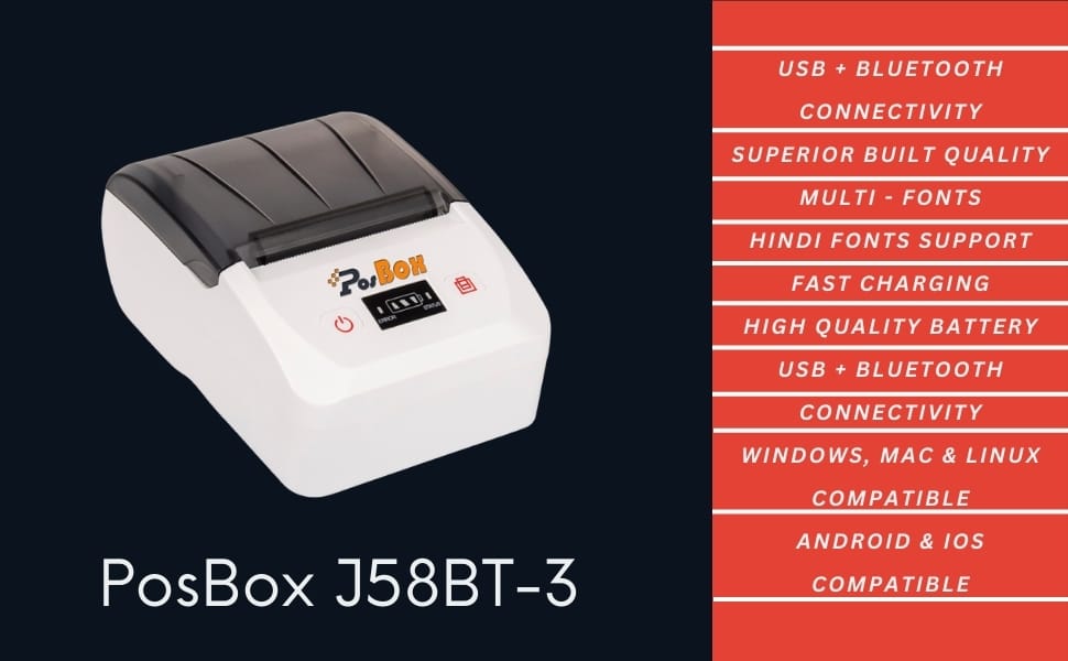 2" USB + Wireless Bluetooth 90mm/s Portable Thermal Receipt Printer